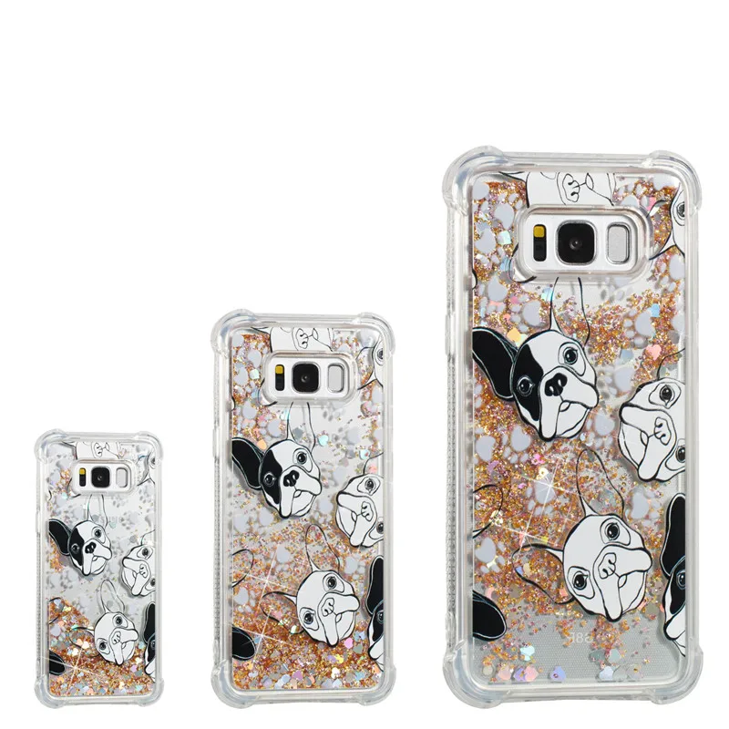 Liquid Case for Samsung Galaxy A6 A8 Plus 2018 S8 S9 Plus S6 S7 Edge Note8 Note9 S5 S6edge Glitter Love Silicone PC Full Cover (37)