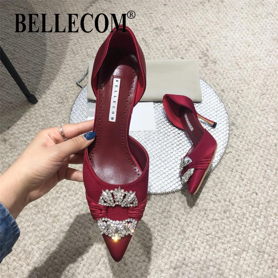 

BELLECOMSpring and Summer 2019 New Square Button Drill Tip Single Shoe, True Leather High-heeled Shoes