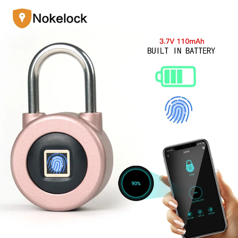 

Nokelock Smart Fingerprint Padlock Keyless Bluetooth APP Fingerprint Door Lock IP65 Waterproof Outdoor Electronic Small Locks