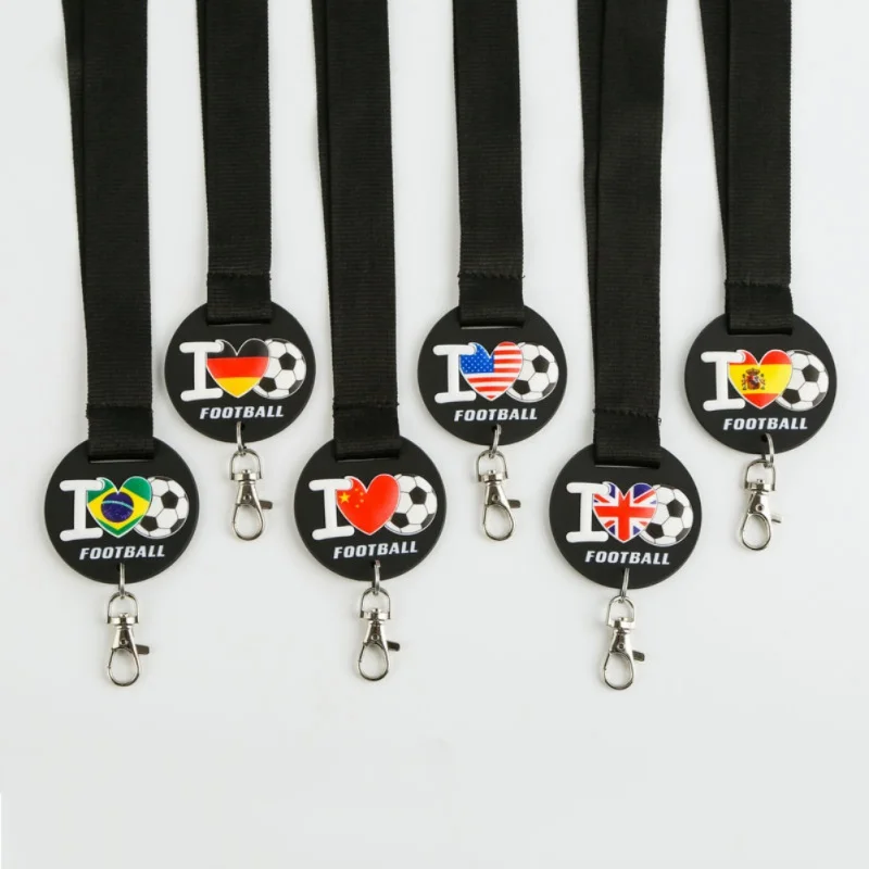 

World Cup Football Fans suvenior PVC Soft Mobile Phone Bottle Student Worker Card National Flag Brand Show Lanyard
