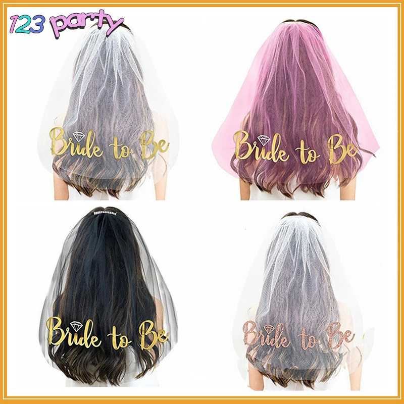 

white black Bridal Wedding Veil Bride To Be Satin Sash Bachelorette Party girls Hen Party Bridal wedding Decoration Supplies