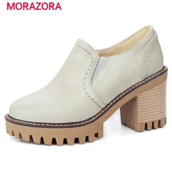 

MORAZORA Large size 33-43 platform shoes woman fashion high heels shoes round toe party women pumps spring shoes