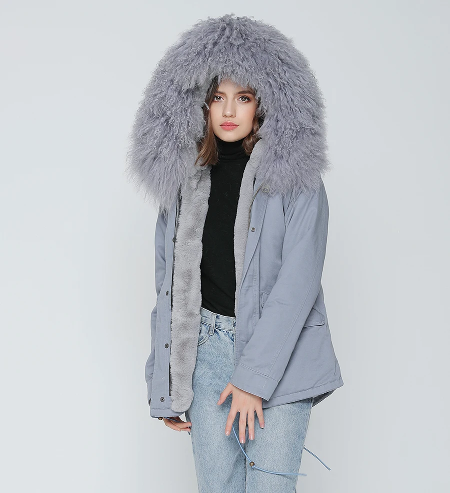 Parka Real Fur Coat Winter Jacket Women Real Mongolia Sheep Fur Parkas Thick Warm Luxury Detachable Outerwear Streetwear