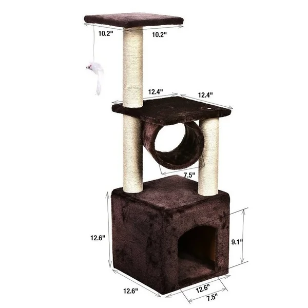 20/36/5" Мероприятия дерево башня Кондо котенок домик для домашних животных Когтеточка для кошек для прыжков кошек Игрушка с гамак для котят - Цвет: Coffee-36inch