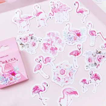

45Pcs/box Kawaii Cartoon Flamingo Stickers Scrapbooking Creative DIY Journal Decorative Adhesive Label Cute Stationery Supplies