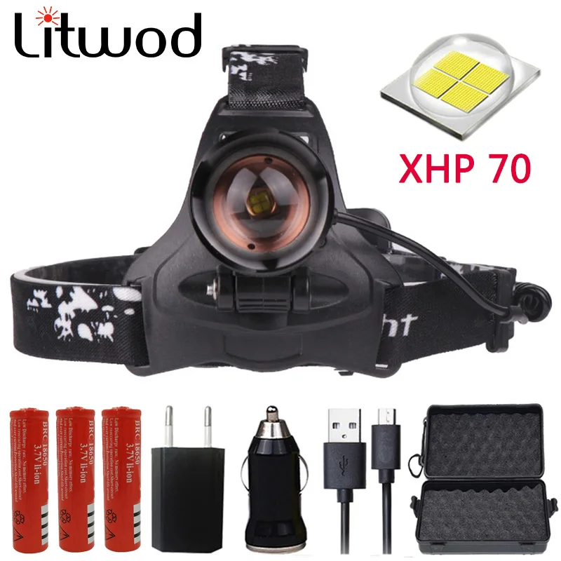 Koop Z40 Litwod 2806 32 w chip XHP70 Koplamp 32000 lum krachtige Led koplamp zoom Head light head lamp zaklamp hoofd torch Lantaarn