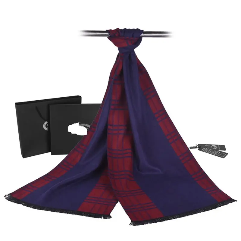 Fashion font b Tartan b font Scarf Men Luxury Brand Cashmere Scarf Winter Thick Foulard Homme