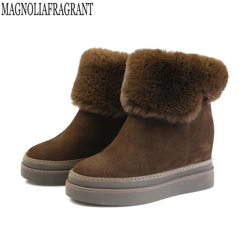 

Winter new height increasing platform Genuine Leather snow boots High quality cotton shoes Comfortable warm Women's boots k428