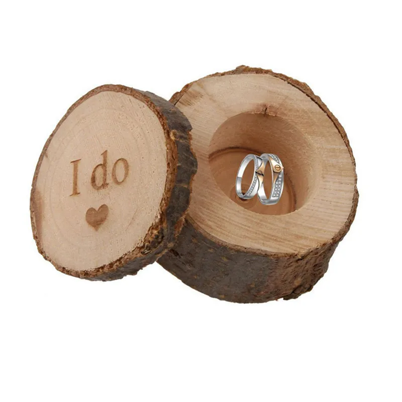 

Chic Wooden I do Love Heart Wedding Ring Bearer Box Rustic Wood Wedding Crafts Decor , Ring Pillow Alternative Photo Props