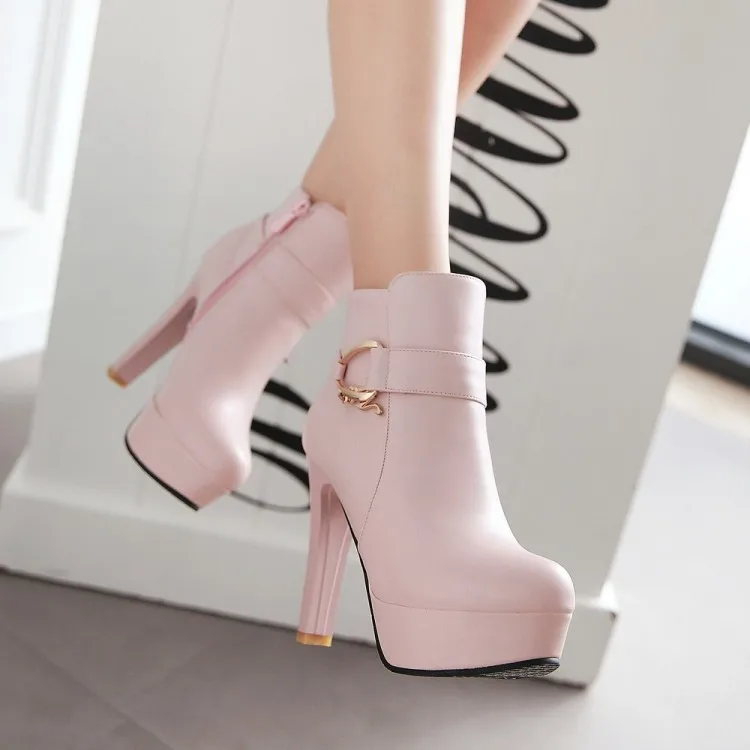 Womens Fashion Elegant Booties High Heels Shoes For Ladies Online Black And White Platform Ankle Boots Pink Beige45