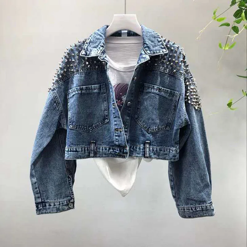 Billige YingYuanFang Mode neue fledermaus ärmel schwere arbeit niet kurze gewaschen denim jacke weibliche jacke