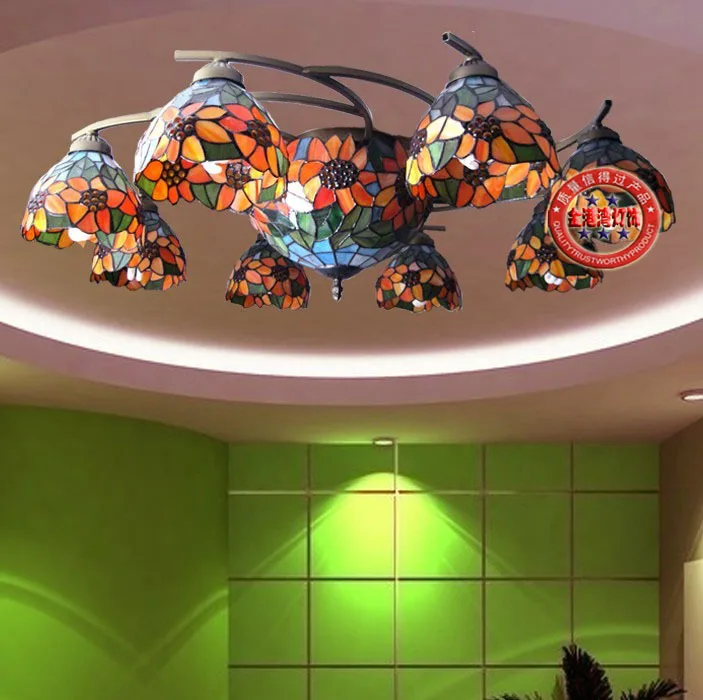 

Pendant Light Lamparas Luminaire Quality Fashion Tiffany Living Room Bedroom Lamp Ktv Bar Lights Belt Heads Pendant Dia 118cm