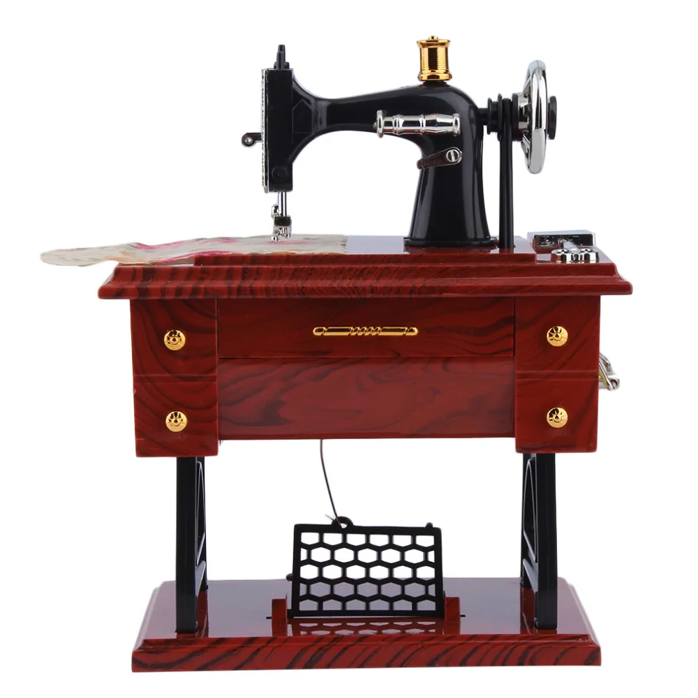 

1Pc Mini Vintage Lockwork Sewing Machine Music Box Kid Toy Treadle Sartorius Toys Retro Birthday Gift Home Decor Drop Shipping