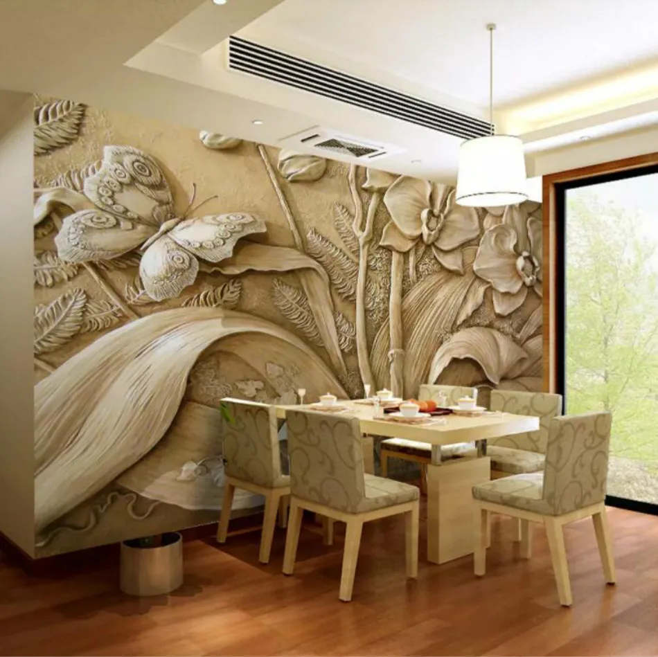 3D тиснением Орхидея Бабочка настенные Бумага s фоне стены фрески 3d стены Бумага декоративные настенные Бумага для стен спальни