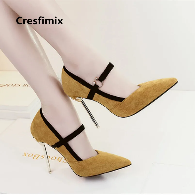 Cresfimix B2624 Zapatos De Cómodo Altos a Hauts Oficina c Tacones Alto Garras B Amarillo Linda Dedo Femmes Moda Puntiagudo Tacón Mujeres Señora d Pie Del r8Rrpw