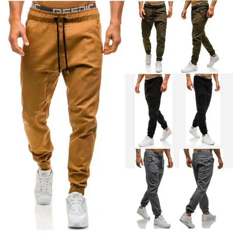 

Large size European and American men's fashion tether elastic waistband casual pants sweatpants men mens joggers pants M-XXXL