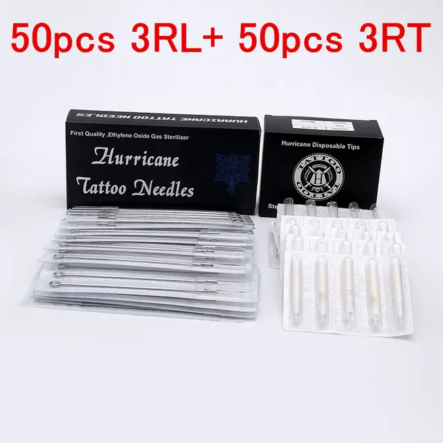 Tattoo Tips And Needles (3RL+3RT) 50pcs Tattoo Needles 3rl And 50pcs Matched Tattoo Tips 3rt Tattoo Kit Tattoo Tips And Needles (3RL+3RT) 50pcs Tattoo Needles 3rl And 50pcs Matched Tattoo Tips 3rt Tattoo Kit