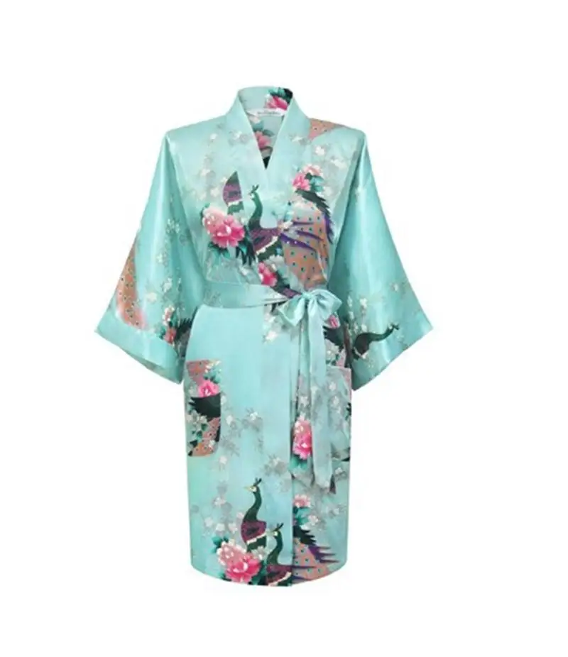 2017 NEW Chinese Women's Silk Rayon Robe Kimono Bath Gown Nightgown S M