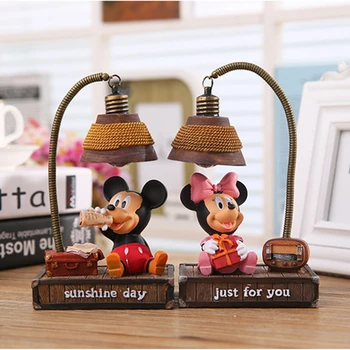 

cute cartoon mickey light minnie mouse resin lamp night light figurine craft home desk ornament decoration decor kids boy gifts