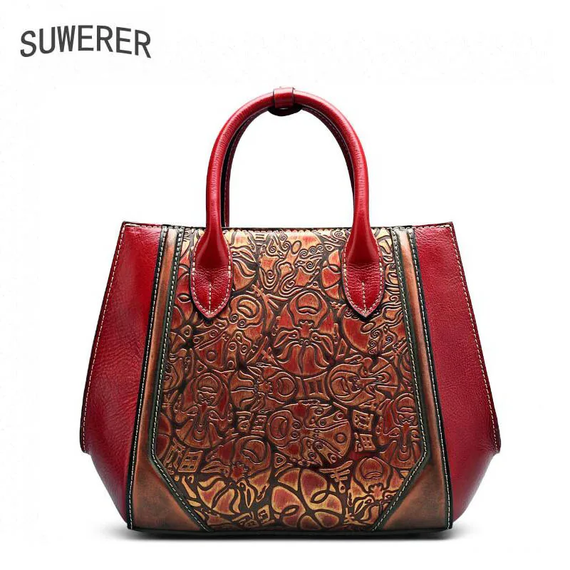 

Suwerer New Arrival Polyester Silt Pocket Soft 2018 New Superior Genuine Leather Women Handbags Retro Luxury Bags Designer Bag