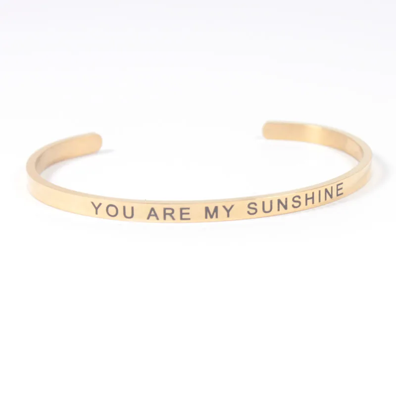 Браслет из нержавеющей стали YOU ARE MY SUNSHINE 4 мм положительный вдохновляющий манжета