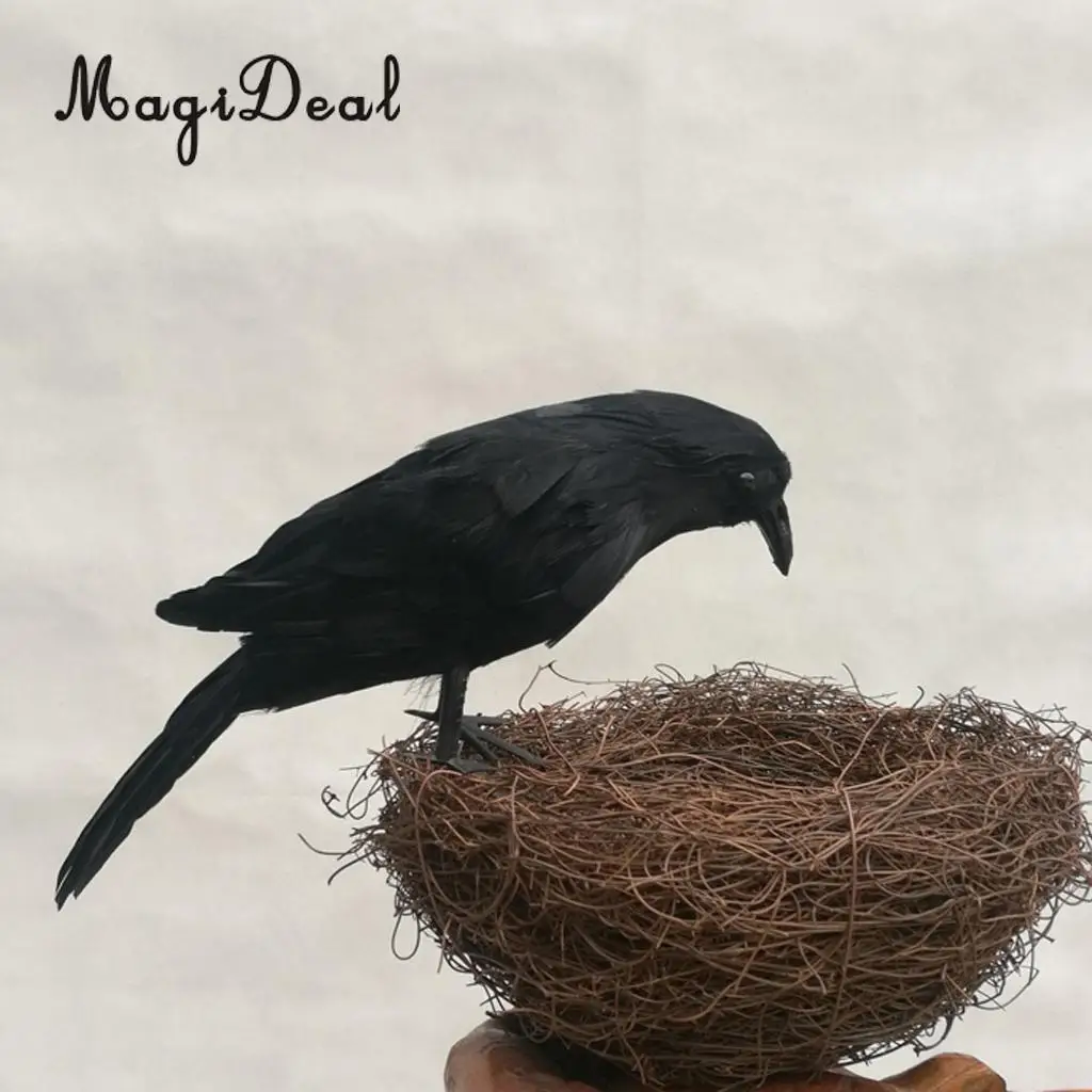 Vivid Fake Artificial Birds Raven Magpie for Coffee Shop Pub Bar Home Decoration	