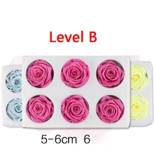 Свежая консервированная роза цветы бессмертный роза 5-6 см Диаметр День матери DIY Свадебные вечная жизнь цветок Материал подарочной коробке 6 шт./кор. уровня B