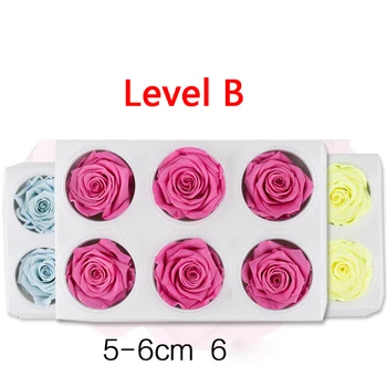 

Preserved Rose Flowers Immortal Rose 5-6CM Diameter Mothers Day DIY Wedding Eternal Life Flower Material Gift 6pcs/Box Level B