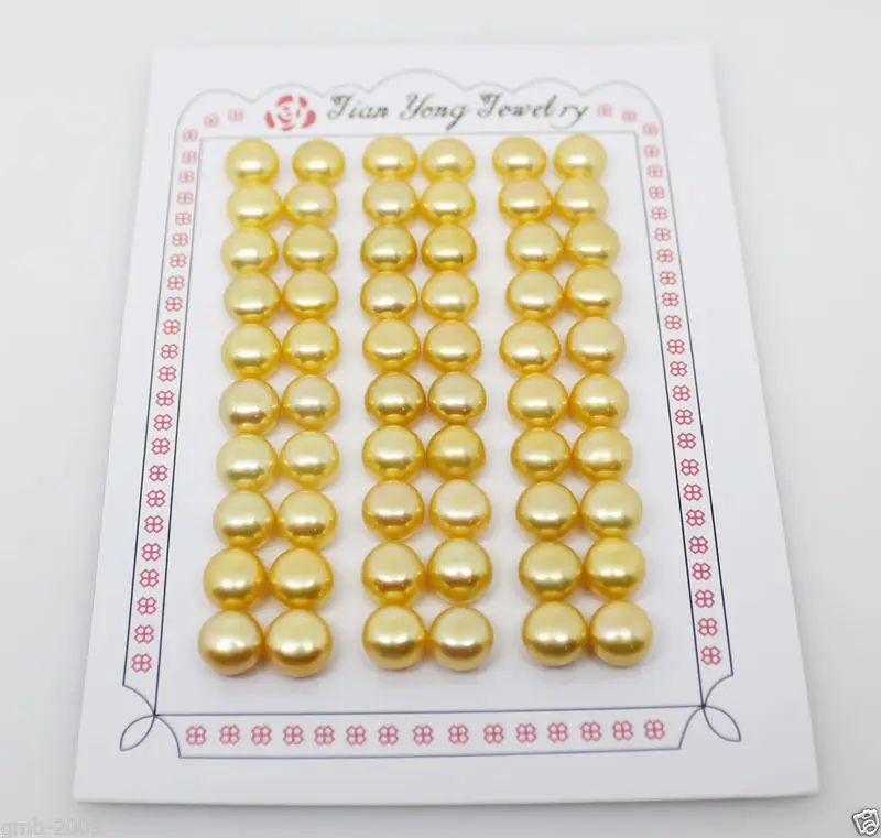 

hot sell new - Hot sale new Style >>>>30 Pairs Genuine 7-8mm Yellow Button Pearl For Earring Making Half Drilled Beads