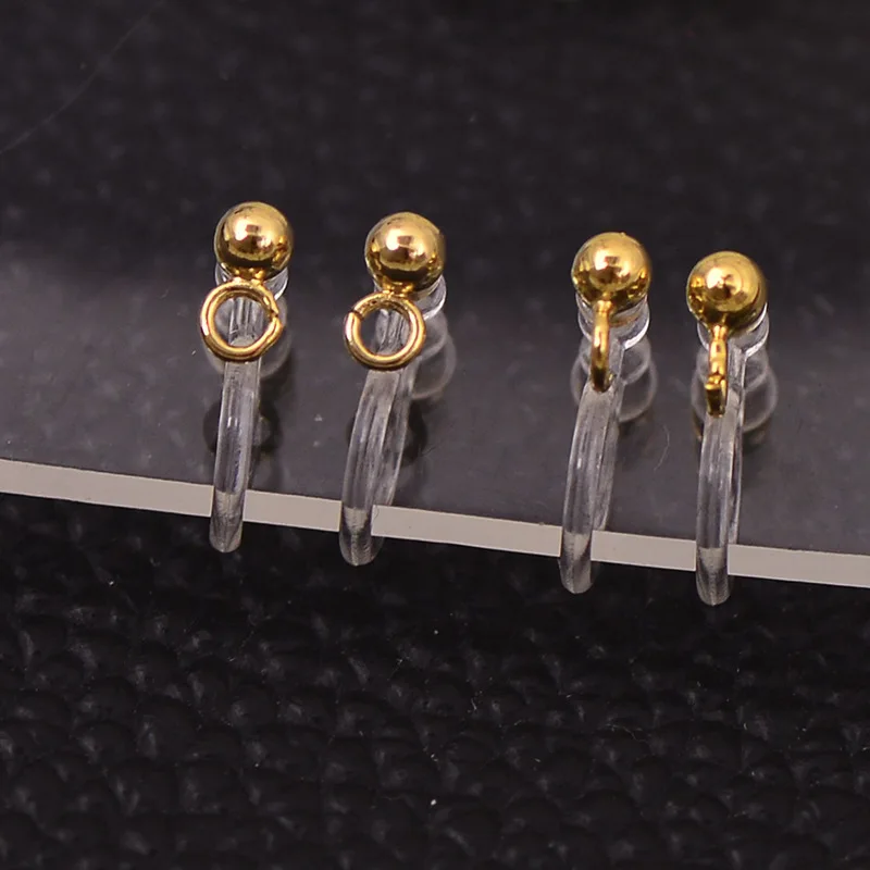 50 PCS Stainless Steel Transparent Ear Clip For Jewelry Making Prevent