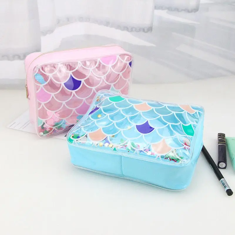 Multicolor Sequin Zipper Cosmetic Bag Multifunction PVC Storage Travel Make Up Bag Women Large Capacity Toiletry Wash Kit
