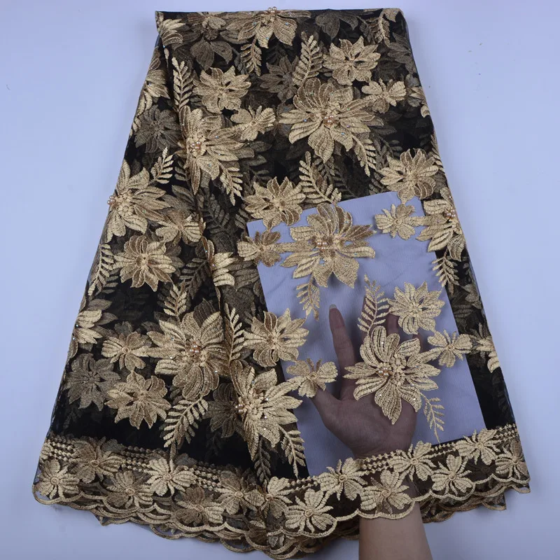 

High Quality Embroidery African French Tulle Lace Fabric With Stones For Party African Lace Fabric A1346
