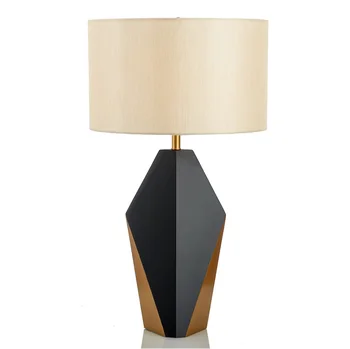 

2pcs PACK, Denmark Design 66cm Height Table Lamp / Golden Black Combination Metal Base / Fabric Shade