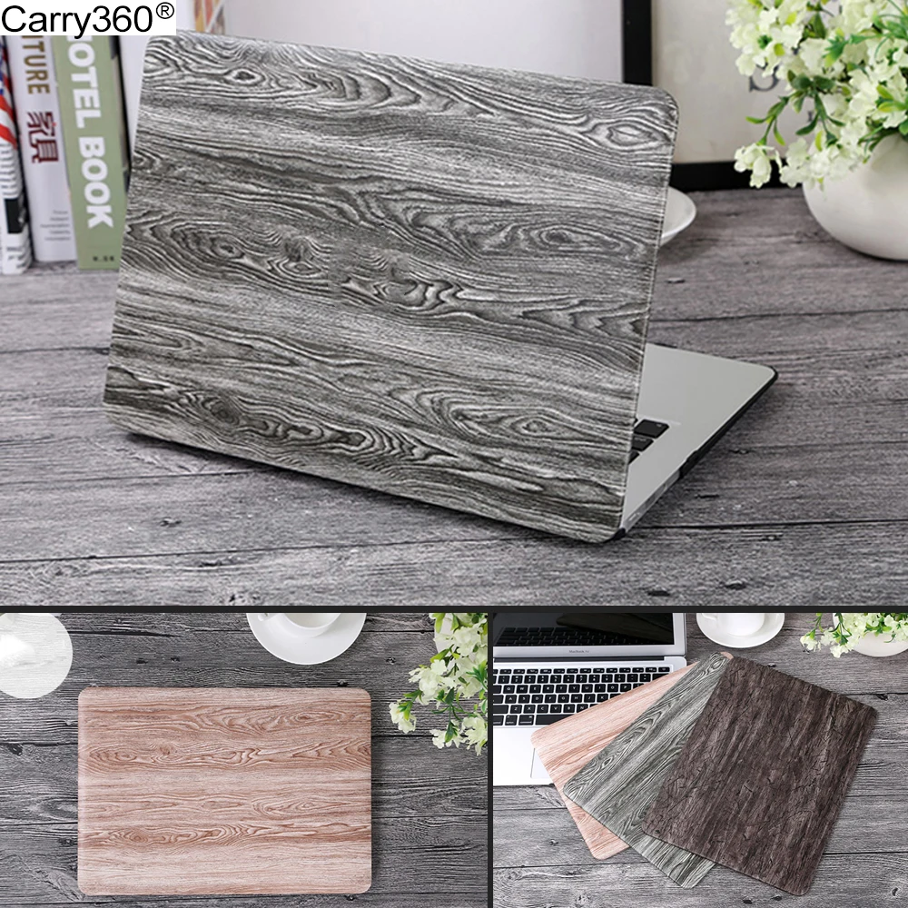 Carry360 Wood Grain PU Leather Case for Macbook Pro 13 Case Cover