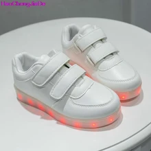Haochengjiade детей USB Обувь со светодиодной подсветкой с подсветкой подошва повседневная обувь для детей мальчик девочка с подсветкой Спортивная обувь светящаяся обувь Enfant