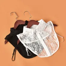 Женский выдалбливают кружева цветок поддельные воротник свитер аксессуар для рубашек вышивка шифон съемный ложный воротник нагрудные Блузки Топы