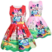 Летнее платье для девочек с Минни, Микки и Дональдом Даком; платья для девочек; подарок на день рождения; костюм; платье принцессы; одежда для детей