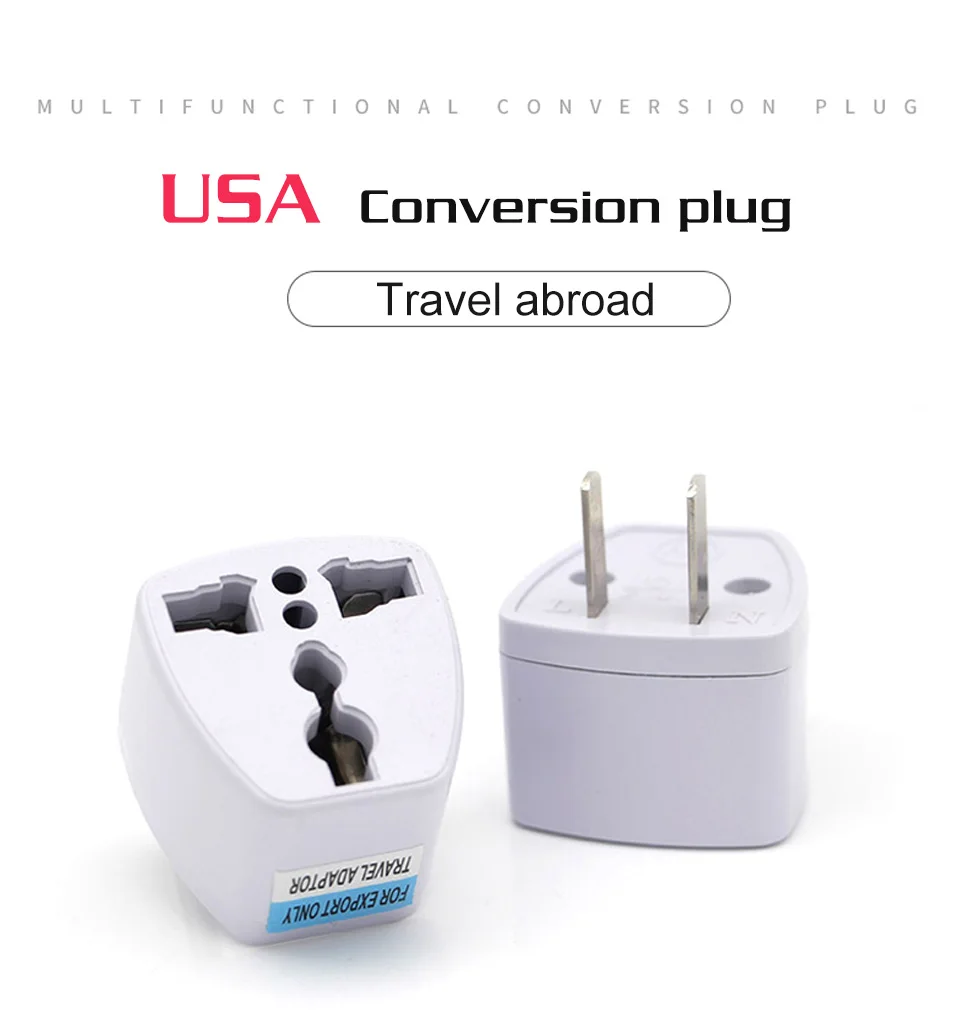 Multifunctional EU UK AU to USA Plugs adapter Power Converter Plugs 2 Pin Socket EU to America Travel Charger Adapter Converter (1)