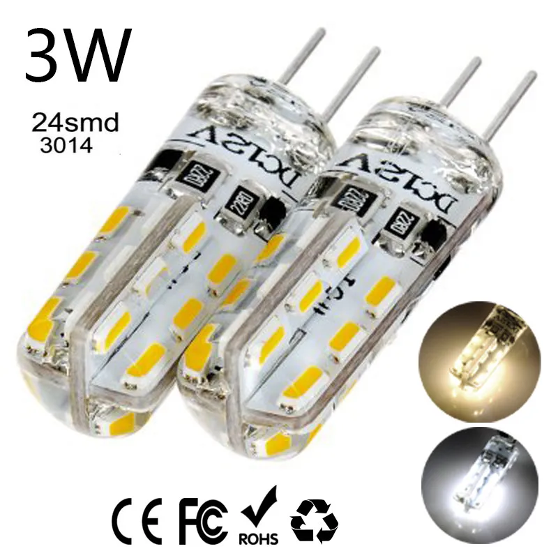 

200PCS 3W G4 Base AC/DC12V/220V LED Bulb Lamp SMD 3014 White / Warm White Led Light 360 Degree Beam Angle Spotlight