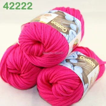 

LOT of 3 Balls X 50g Special Thick Worsted Cotton Knitting Yarn Raspberry 2222