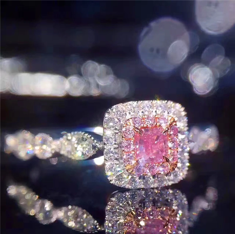 LOREDANA, кольцо с розовым камнем на годовщину, очаровательное серебряное кольцо, кольцо с белым кристаллом, обручальные кольца для женщин, ювелирные изделия