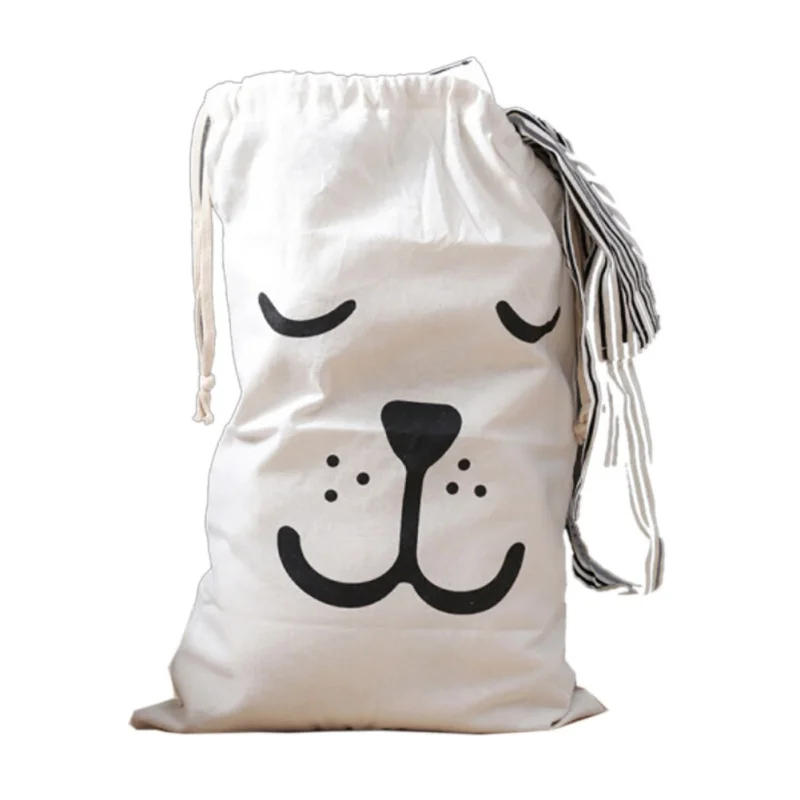 

2019 Cartoon Baby Toy Storage Bags Canvas Bear Laundry Hanging Drawstring Bag Household Pouch Bag Home Storage Organization