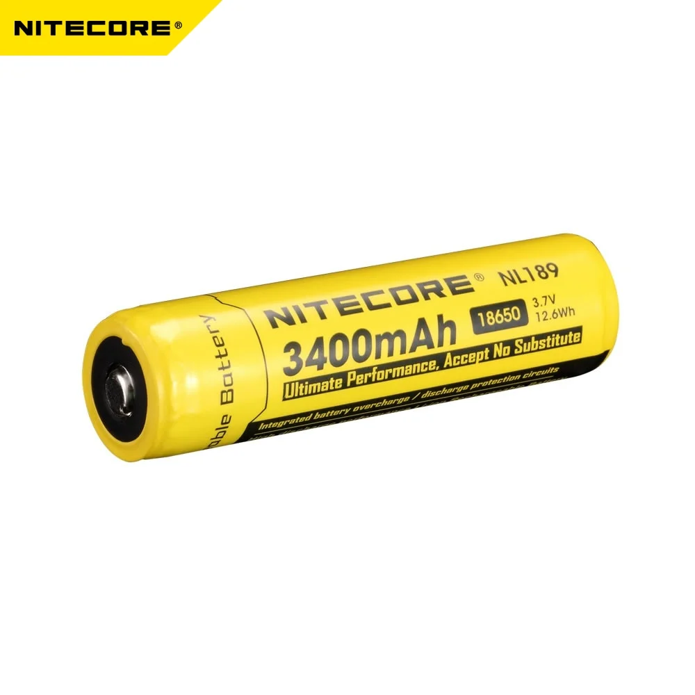 Nitecore NL189/NL1834 18650 3400 мАч 3,7 в литий-ионный аккумулятор с кнопкой сверху для всех типов фонарей 1 штука