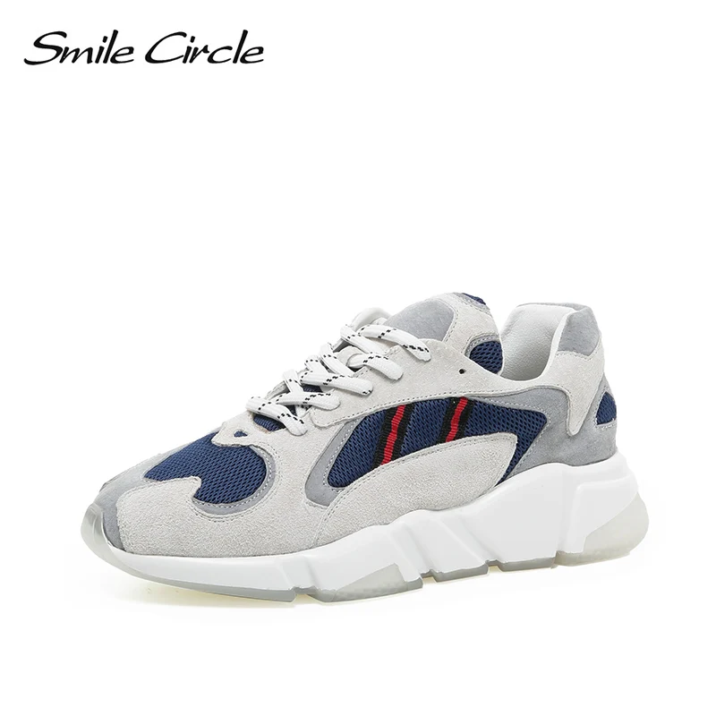 

Smile Circle Breathable mesh sneakers platform casual shoes For women 2018 Autumn Lace-up mixed colors chunky sneakers