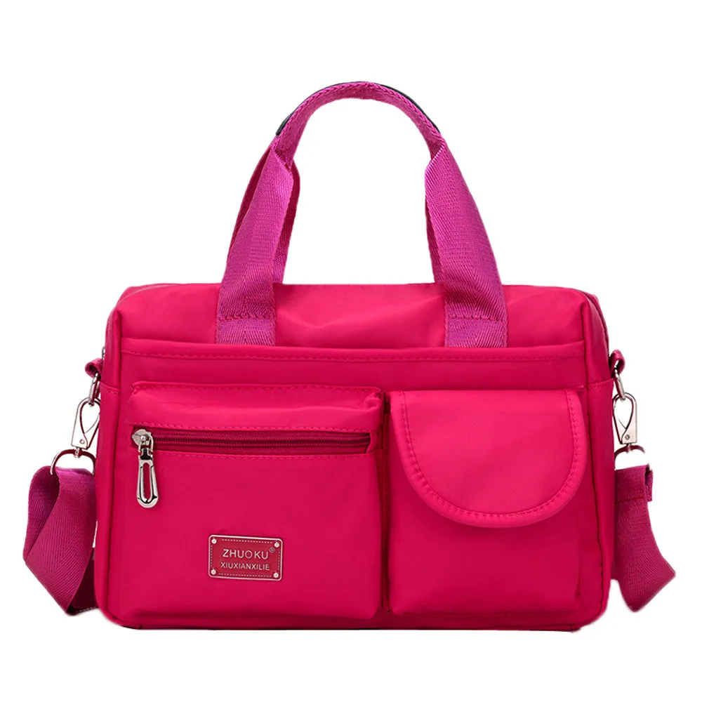 Red Nylon Waterproof Travel Casual Handbag Women Shoulder Bag Large Capacity Crossbody Handbag ...