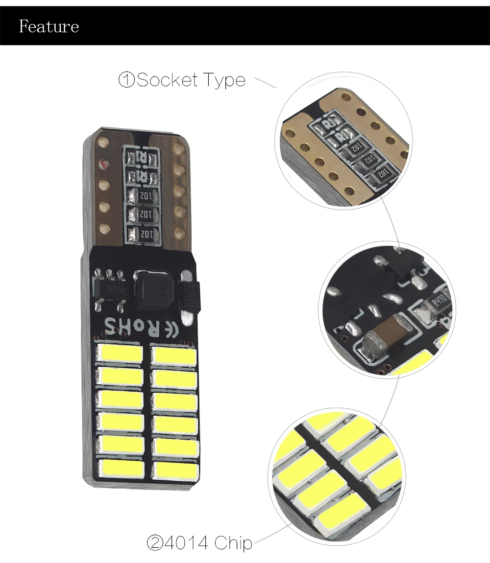 100 из двух частей супер яркий светодиодный T10 canbus без ошибок 4014 24 SMD 24smd 24 светодиодный автомобильный светильник 12V w5w Авто cob габаритные лампы двери