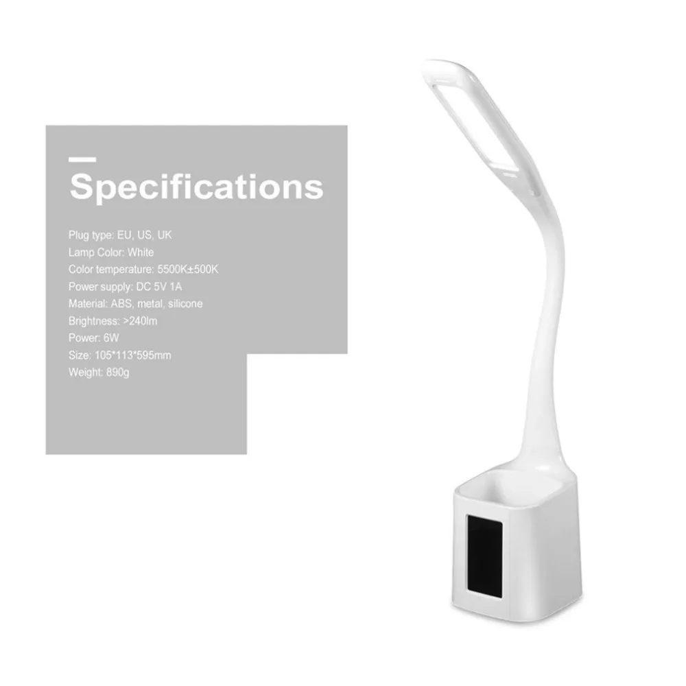 

Folding Dimmable Pen Holder LED Table Lamp Smart Lamp With Calendar Display Touch Button Decor Light for Home