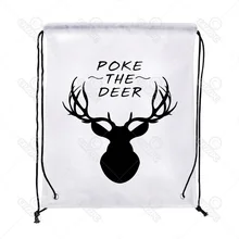 Черный и белый олень Silhouette силуэт Печати Drawstring Рюкзак хозяйственная дорожна Сумка Обувь Подарочная сумка mochilas feminina