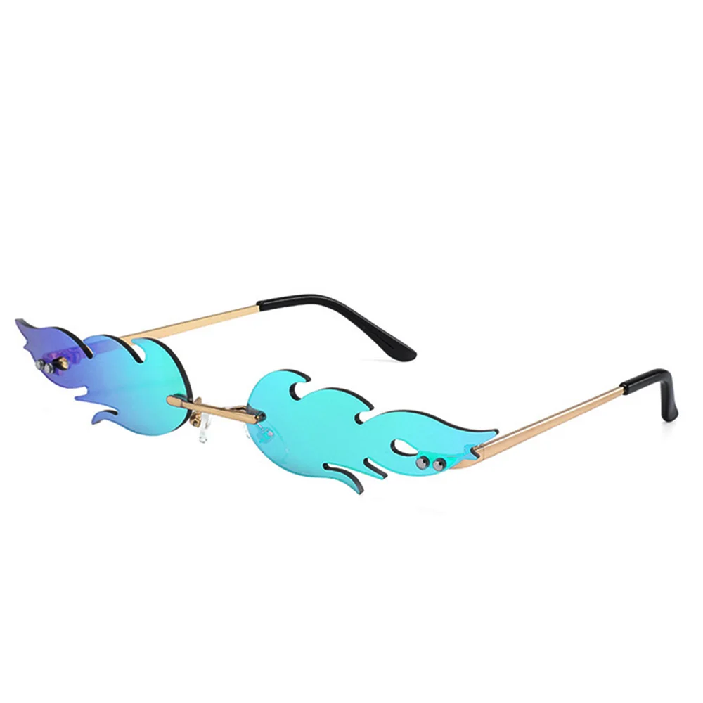

Fire Flame Sunglasses Women Men Rimless Wave Sun Glasses New 2019 Fashion Eyewear Luxury Trending Narrow Sunglasses Streetwear