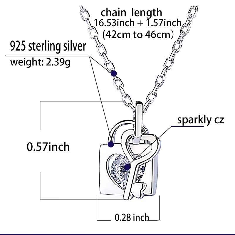 The dienttion of the heart lock and key in sterling silver cz